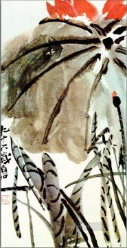  traditional Canvas - Qi Baishi lotus traditional Chinese